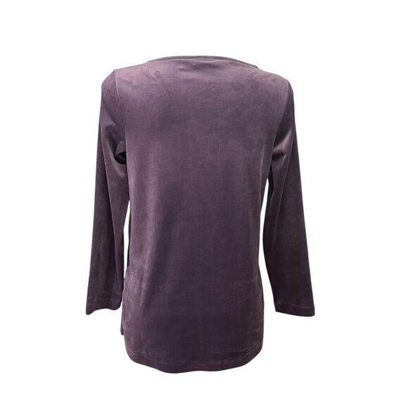 Purejill  by J.Jill Rum Raisin‎ Velvet Longsleeve Roundneck Tee Xs Petite New - Picture 5 of 10